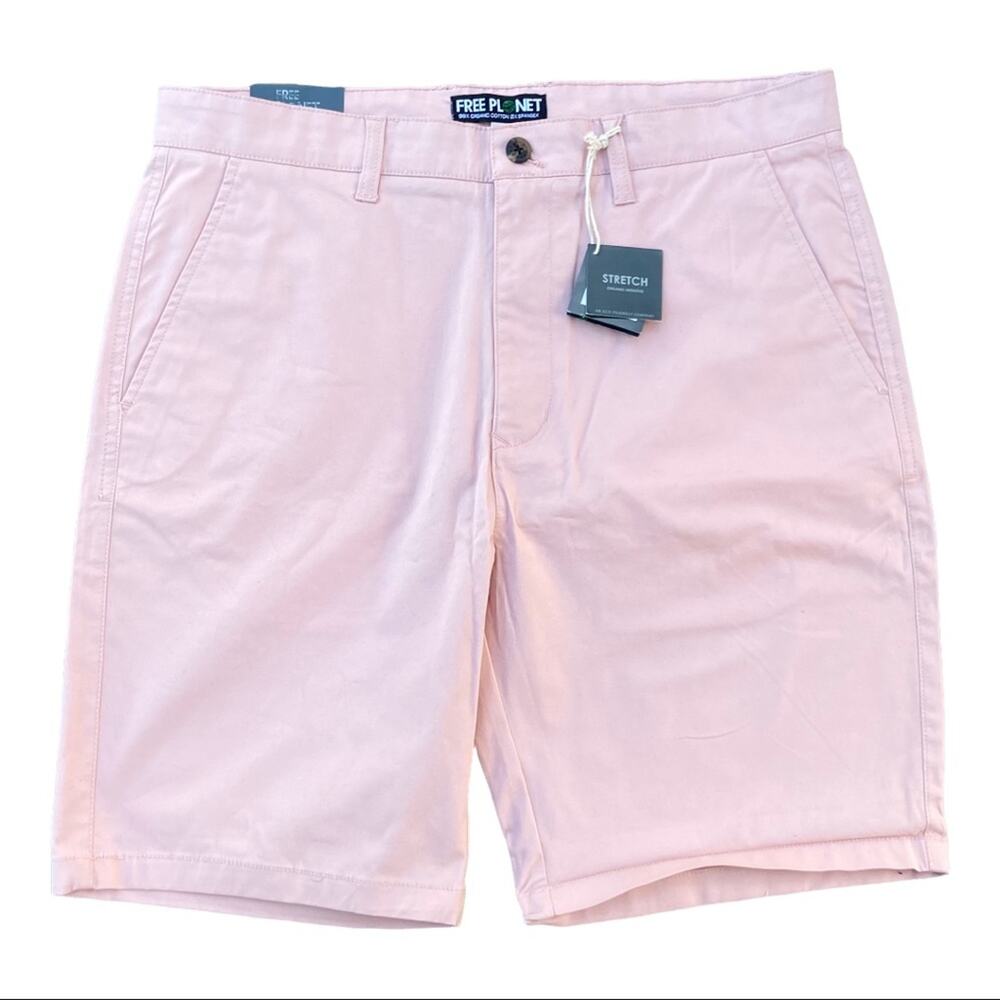 Free Planet Men’s Flat Front Stretch Shorts In Clay Size 38 New With Tags